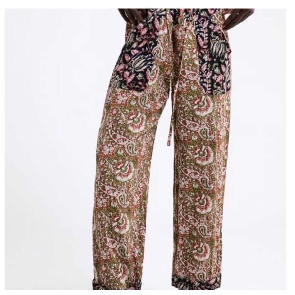 Zara Jumpsuit Medium Kantha India Cottage Floral Block Print Blogger Fav - Picture 7 of 16